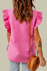 Chemise à col et bordure à volants en popeline Bonbon-A WOMAN WE LOVE