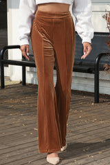 Flared pants in ribbed velvet *