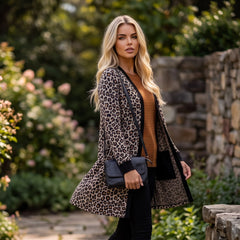 Cardigan negro abierto en la parte delantera con bolsillo chapado *