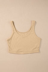 Top court fourreau sans manches en tricot côtelé abricot