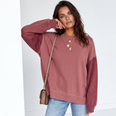 Mineral Red Two-Tone Patchwork Drop Shoulder Sweatshirt