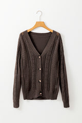 Cardigan pull kaki foncé en tricot ouvert à épaules tombantes *-A WOMAN WE LOVE