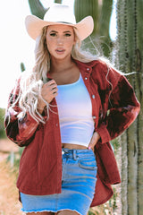 Chaqueta de terciopelo sorprendida con bordes crudos y mosaicos a cuadros