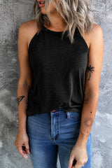 Débardeur noir à col rond de couleur unie-A WOMAN WE LOVE