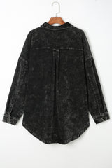 Chaqueta negra de gran tamaño con dispositivo mineral Efecto mineral Vintage