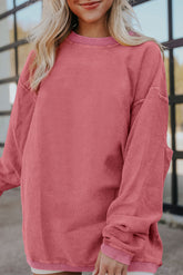 Strawberry pink corduroy oversized sweatshirt