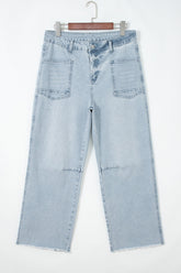 Jean droit court effiloché Beau Blue