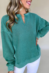 Sweatshirt with drooping shoulder and plain colored colored collar