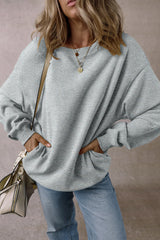 Light gray light gray fluff-shirt united with round and ample