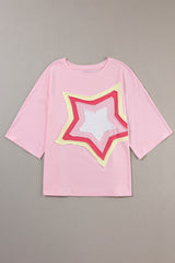 Light pink Oversize T-shirt with mid-long sleeves *