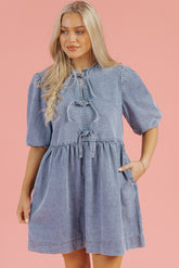 Short danished blue denim dress *