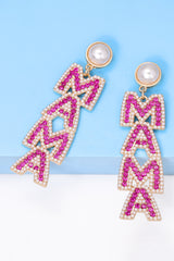 Boucles d'oreilles pendantes en perles de strass MAMA rouge rose-A WOMAN WE LOVE