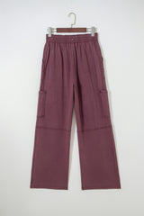 Pantalon de survêtement utilitaire cargo à lavage minéral rouge minéral avec poche plaquée