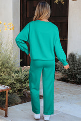 Solid Color Sweater Top and Cargo Pants Set