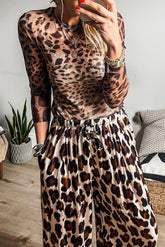 Haut slim leopard brown with long sleeves *