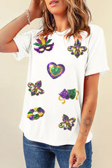 T-shirt relaxed with symbolic pattern from Tuesday Gras with white glitter