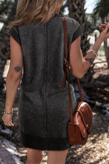 Black sweatshirt dress with short sleeves *