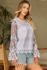 Blouse beige à manches e-A WOMAN WE LOVE