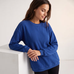 Sweat oversize en velours côtelé bleu foncé