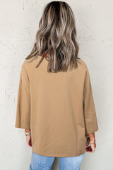 3/4 top de manga larga en mosaicos de estrellas florales de camello