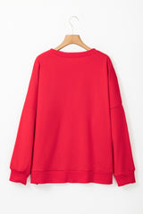 Rouge Fiery - Sweat-shirt à col ras du cou avec guirlandes de Père Noël pour bébé de grande taille