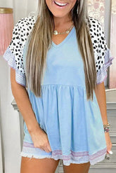 Blouse à col en V et manches-A WOMAN WE LOVE