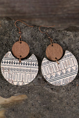 Boucles d'oreilles pendantes en bois à imprimé géométrique multicolore-A WOMAN WE LOVE
