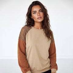 Khaki sweatshirt with drooping shoulders *