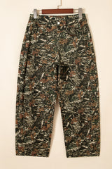 Multicolour Western Woodland Camouflage Straight Leg Shift Jeans