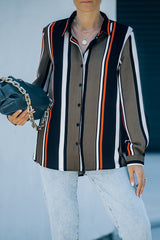 Chemise Femme Moderne Rayée Marron Noire-A WOMAN WE LOVE