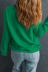Sweat-shirt à col rond classique uni vert foncé
