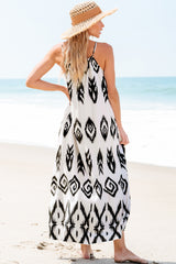Black summer dress with western aztec print, holiday mode