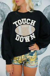 Sweat-shirt noir à motif de football TOUCH DOWN