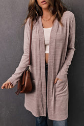 Cardigan tunique rose ouvert au dos avec poches-A WOMAN WE LOVE