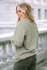 Cardigan vert en tricot gaufré avec boutons et coutures apparentes sur le devant-A WOMAN WE LOVE