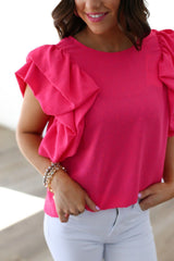Blouse à pois suisses à rose rouge-A WOMAN WE LOVE