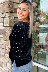 Perla de terciopelo de manga media perla