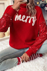 Christmas turtleneck sweater with glitter sleeves *