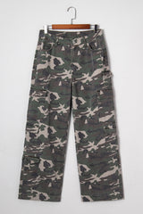 Pantalon cargo vert camouflage à jambe large