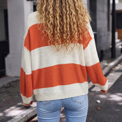 Pull ample à rayures orange et blocs de couleurs *