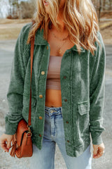 Talked vintage green button jacket with flap pocket