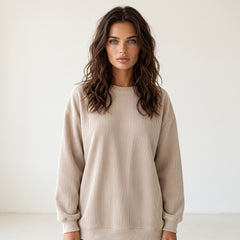 Sweat oversize gris fumé en velours côtelé