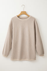 Sweat oversize gris fumé en velours côtelé