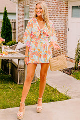 Naranja Blooming - Enignuant atado en la parte delantera con estampado floral