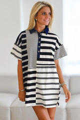 Black striped polo t-shirt dress *