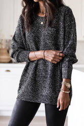 Black shimmery long sleeve tunic sweater