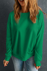 Sweat-shirt à col rond classique uni vert foncé