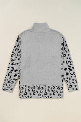Leopardo gris pulite uversize con collar vertical *