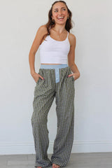 Pantalon boxer marron Preppy à carreaux vichy