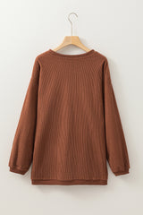 Sweat oversize en velours côtelé marron